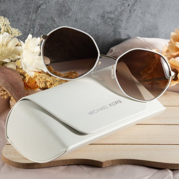 Michael Kors Women's Porto 57 Sunglasses, MK1072 Light Gold-Tone - Picture 8 of 11